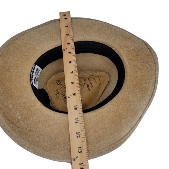 Minnetonka Outback Buffalo Nickel Leather Cowboy Hat Buckskin Tan Size Large - Picture 8 of 12